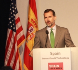 Su Alteza Real el Príncipe de Asturias durante su intervención en el encuentro económico con emprendedores españoles “Spain Innovation & Tec